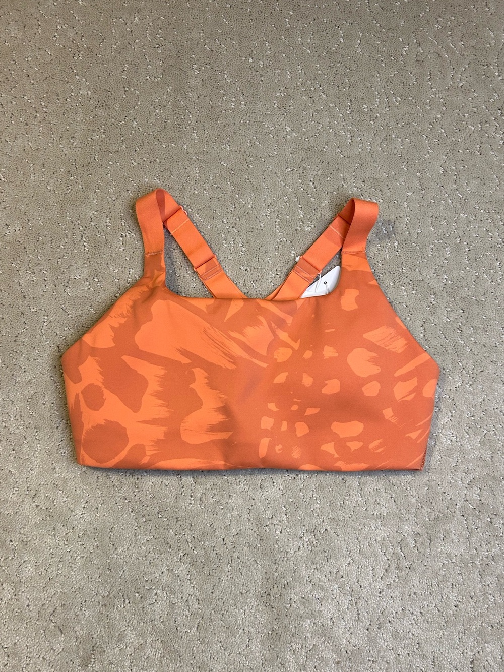 lululemon Ultralu Square-Neck Sports Bra B/C Size 6 Orange Camo Medium Support